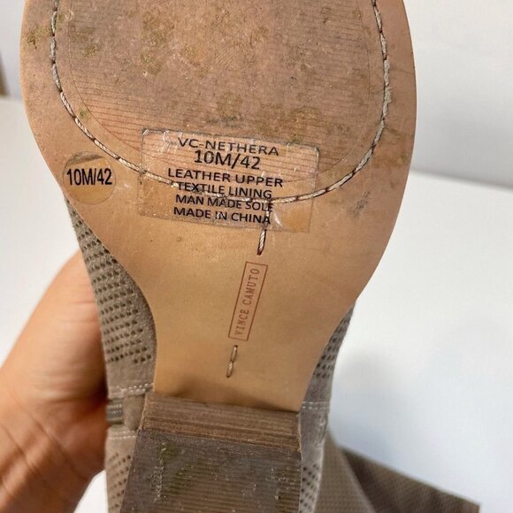 Vince Camuto Women Nethera Perforated Ankle Bootie Taupe 10M Leather Pointed Zip - Picture 7 of 10